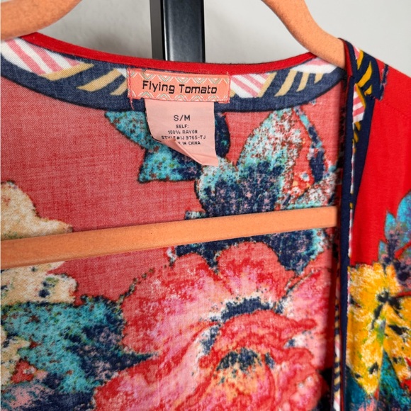 Flying Tomato Colorful Floral Boho Kimono - Picture 2 of 5